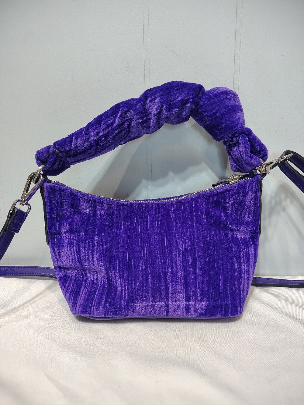 A New Day Velvet Top Handle Crossbody Bag Royal Purple Mini Evening Clutch